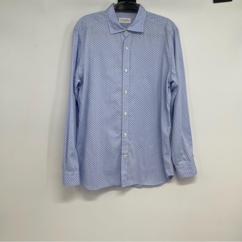 Tintoria Mattei 954  Dress Shirt Men’s 16 1/2(42) Blue Geometric